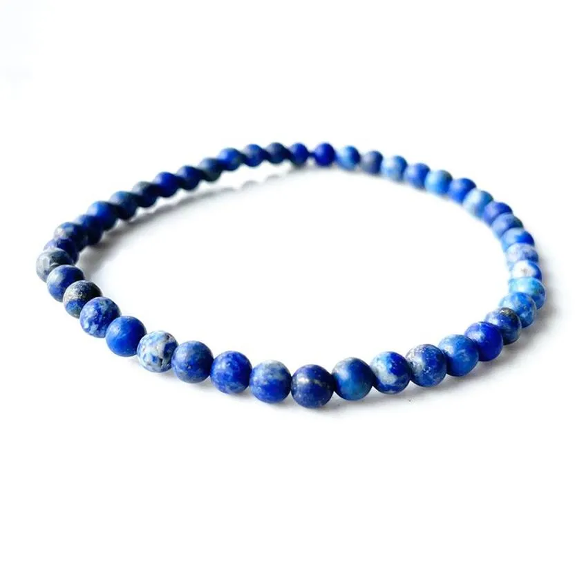 MG0153 New Design Natural Matte Lapis Lazuli Bracelet 4 mm Stone Beads Bracelet Mini Gemstone Energy Jewelry188U