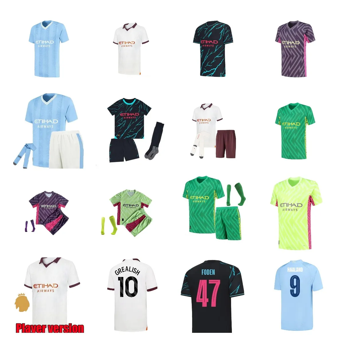 23 24 Haaland Soccer Jerseys Grealish Sterling Mans Cities Mahrez de Bruyne Foden 2023 2024 Rodrigo Kovacic Football Shirt Men Kids Kit Set J.Alvarez Bernardo Uniform