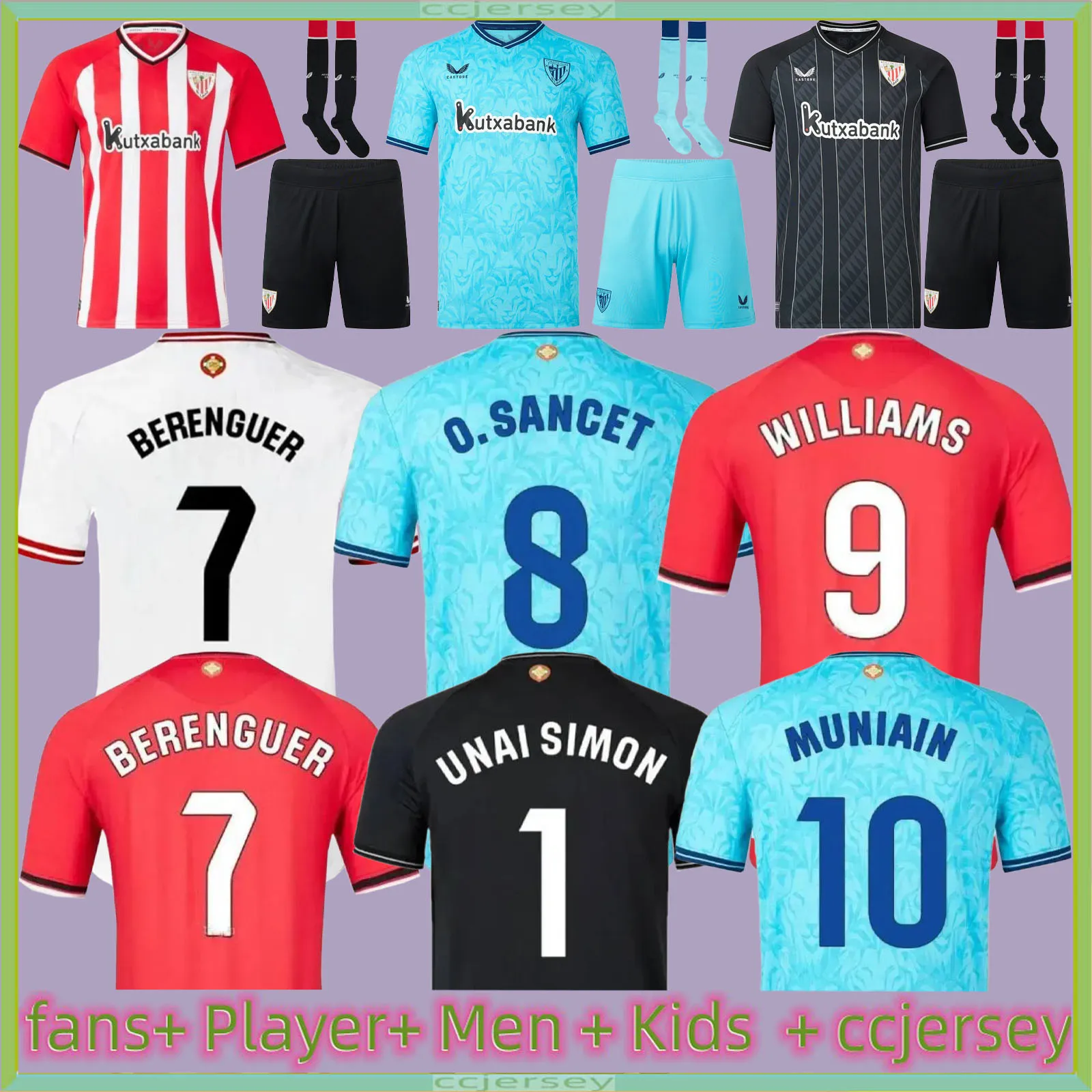 23 24 Club Bilbao Futebol Jerseys BERENGUER 2023 MUNIAIN Atlético WILLIAMS JR camisa de futebol RAUL GARCIA VILLALIBRE Sancet UNAI SIMON retro 95 97 98 J.GUERRERO SDS