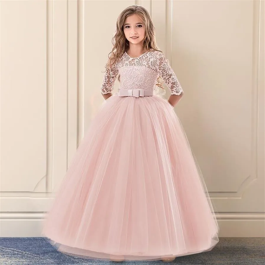 Dziewczyny Wedding Tiul Lace Girl Dress Infantil Fancy Autumn Princess Events Kostum
