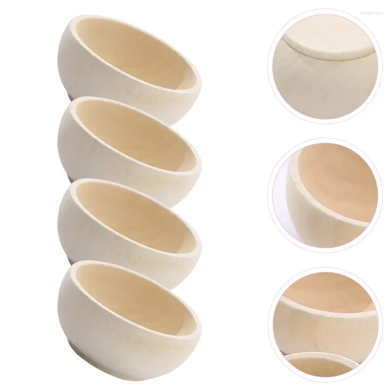 Dinnerware Sets 4 Pcs Small Wooden Bowl Craft Toys Bowls Crafts Unfinished Playthings Simulated Kitchen