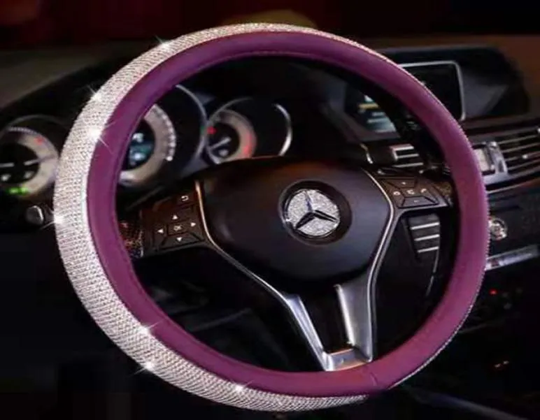 Full diamond steering wheel cover car diamondstudded steering wheel cover new grip cover personality unisex steering 033145409