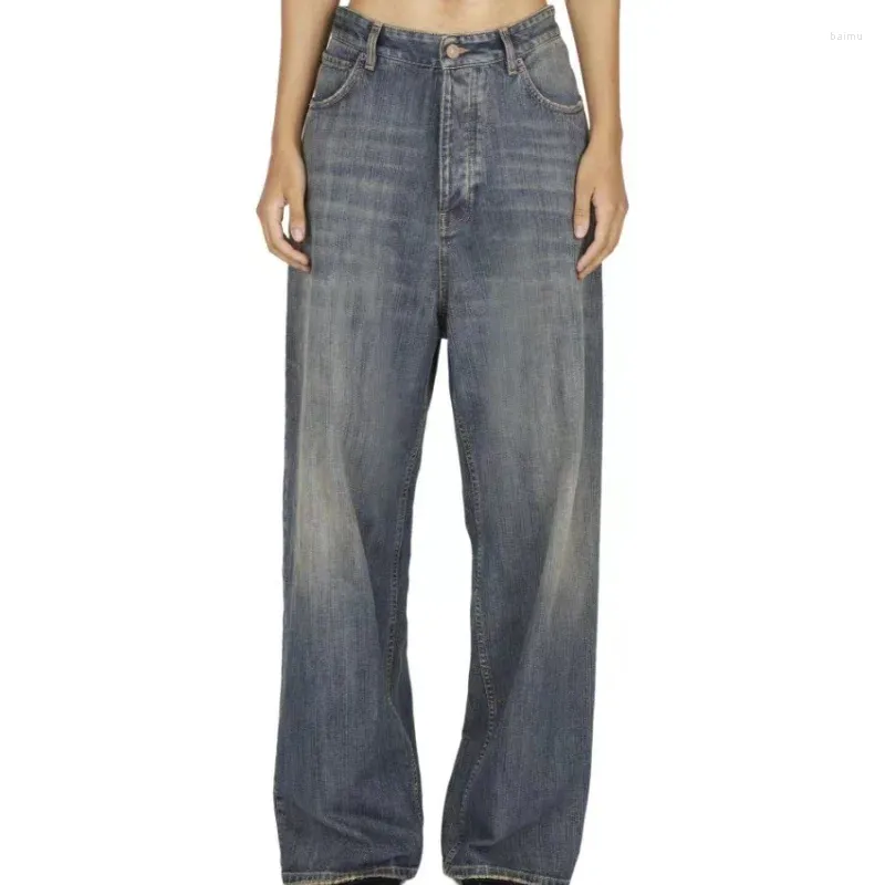 Jeans da uomo 2023ss High Street Pantaloni larghi da uomo vintage lavati e strappati di alta qualità Pantaloni streetwear Abbigliamento tecnico Abbigliamento