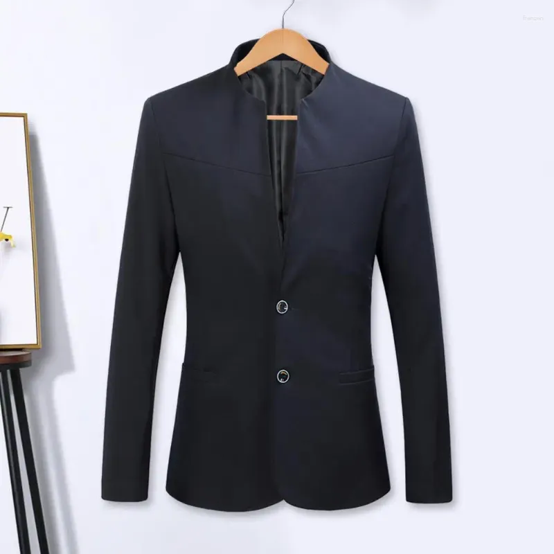 Männer Anzüge Chinesischen Stil Mandarin Stehkragen Business Casual Hochzeit Slim Fit Blazer Männer Anzug Jacke Männlichen Mantel 3XL