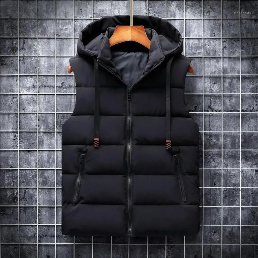 Autunno Inverno 2020 Della Maglia Degli Uomini Casual Gilet Senza Maniche Giubbotti Woih Con Cappuccio Caldo Mens Gilet Scaldamuscoli Imbottiture Gilet Per Gli Uomini 6XL12210