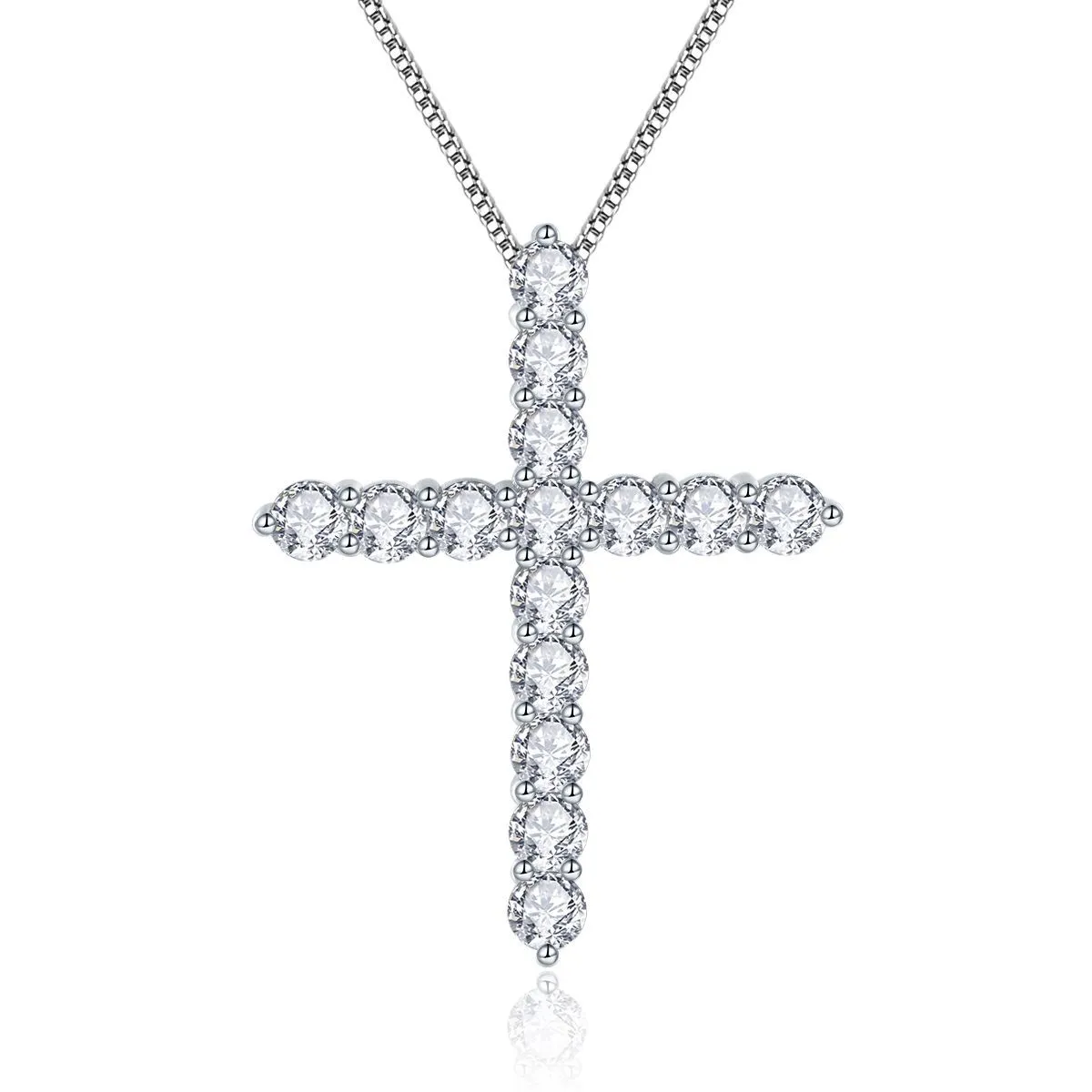 Testeur réussi collier de diamants plaqué or blanc 925 en argent Sterling complet Bling Moissanite croix pendentif collier pour ami