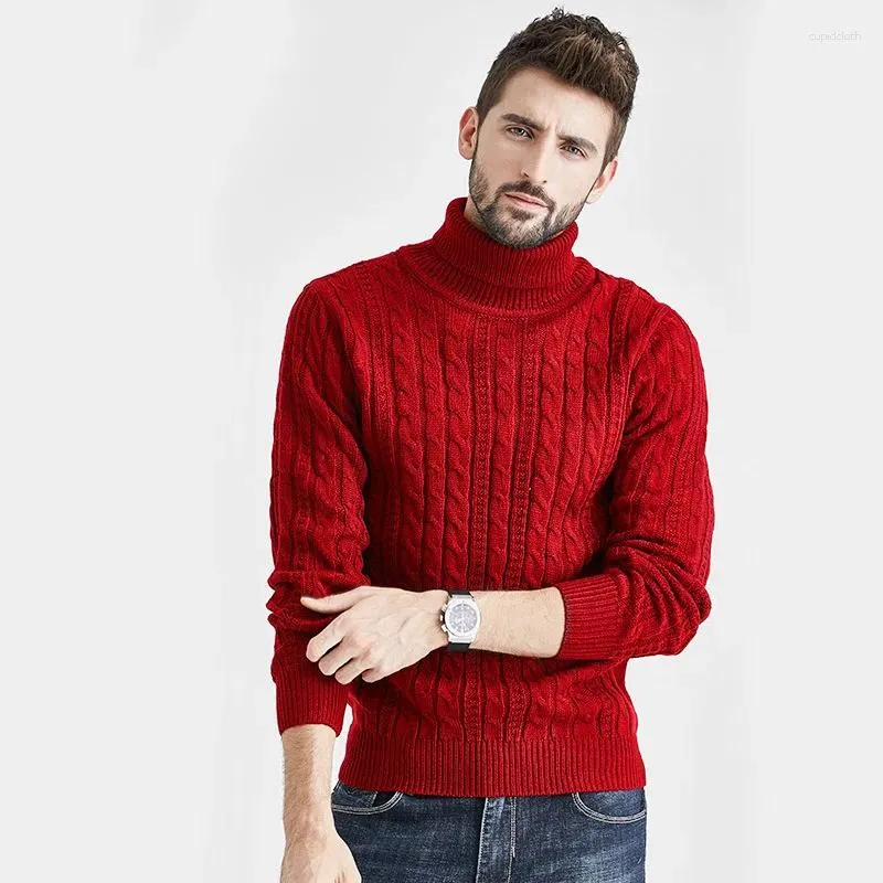 Men's Sweaters Boys Red Vintage Winter Striped Turtleneck Men Long Sleeve Pullovers Loose Knitted Knit Top Oversized Knitwear