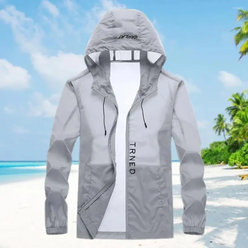 Men's Jackets Stylish Sun Protection Jacket Anti-wrinkle Long Sleeve Male Anti Hood Men Sunscreen Drawstring