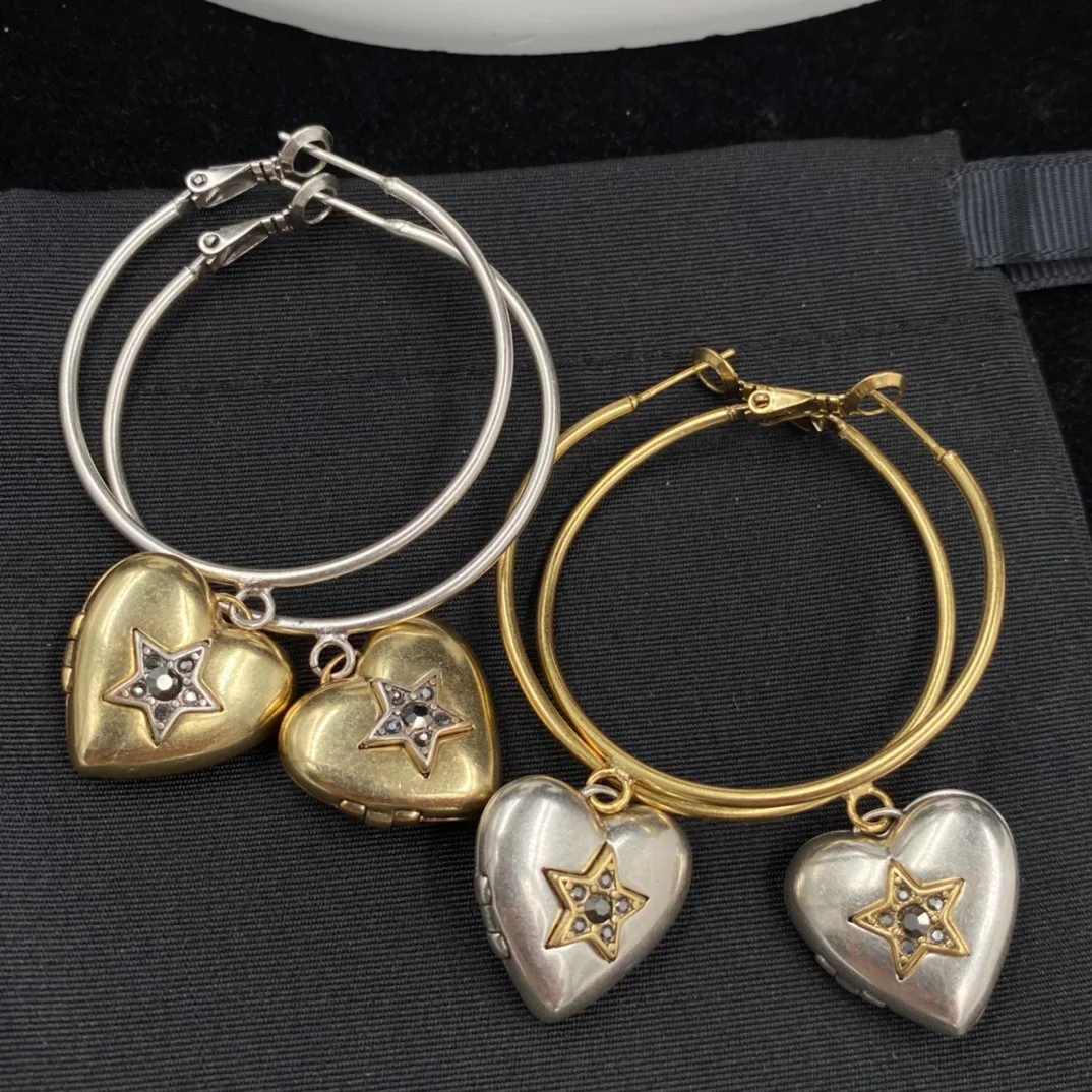 Creolen-Huggie-Ohrringe, Gold/Silber, 2 Farben, Herz-Anhänger-Ohrringe, stilvoller Persönlichkeitsschmuck, Party, Bankett, hochwertige Geschenke