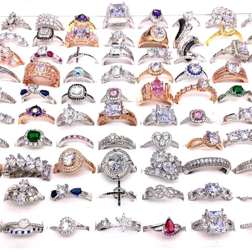 Todo 30 peças lote anéis femininos strass cristal zircão pedra jóias anel casal presentes casamento bandas misturar estilos moda 238y
