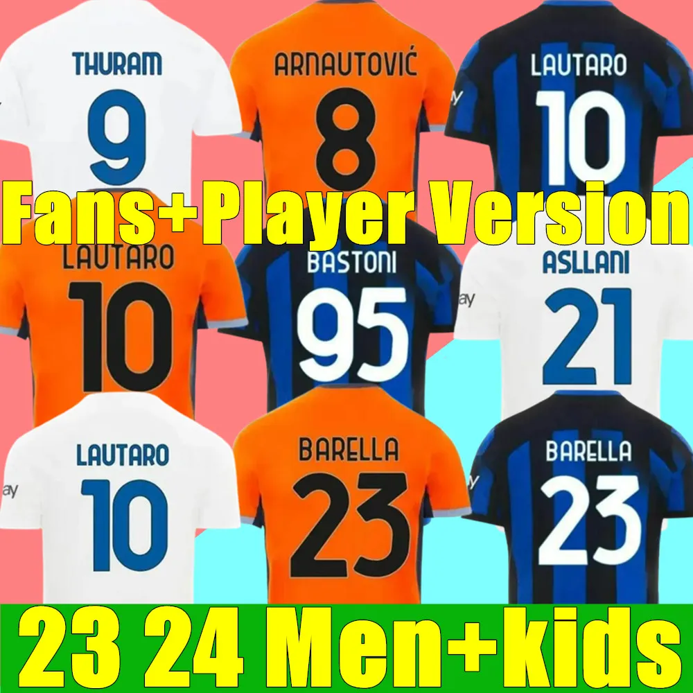 23 24 Alexis Soccer Jerseys LAUTARO THURAM BARELLA Kid Kit Maillot de FRATTESI FINAL 2023 Maglie Football Shirt Enfant troisième spécial Inters Milans fans version joueur