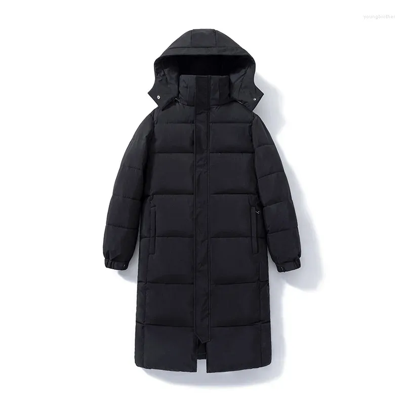 Trenchs de femmes manteaux droites solides vestes bouffantes pour femmes à capuche hiver longue taille manteau noir femme parkas style coréen vêtements