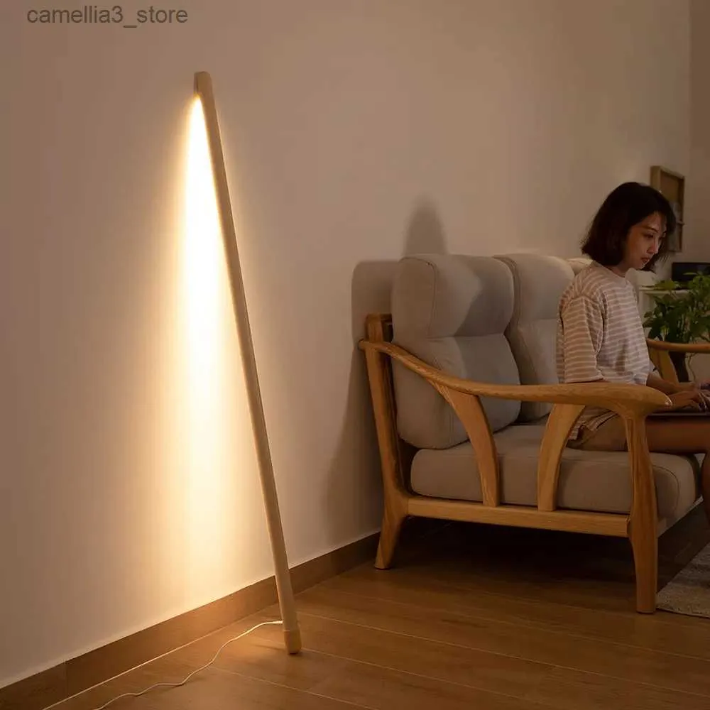 Golvlampor nordiska svart valnöt europeisk ask vistelse mot vägg golvlampa design sovrum sovrum vardagsrum byte led atmosfär lampa q231016