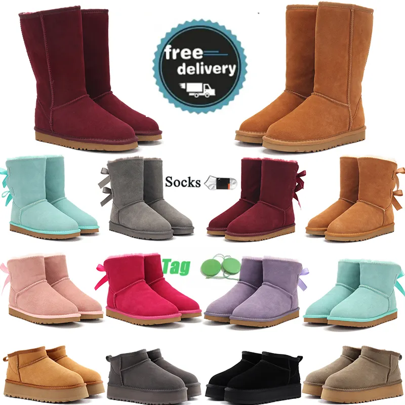 frete grátis botas de neve ug clássico curto chinelos longos sandálias inverno neve peludo slider para mulheres creme rosa marrom branco roxo vermelho cinza indoor treinadores ao ar livre 34-43