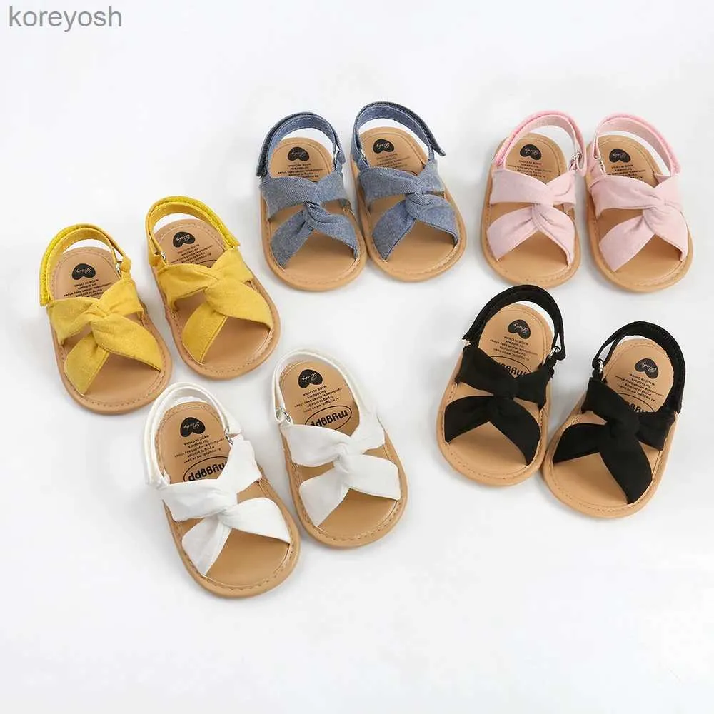 İlk yürüyüşçüler myggpp moda yeni doğan bebek kızlar sandaletler sevimli yaz yumuşak taban düz prenses ayakkabılar bebek kaymaz ilk walkersl231016