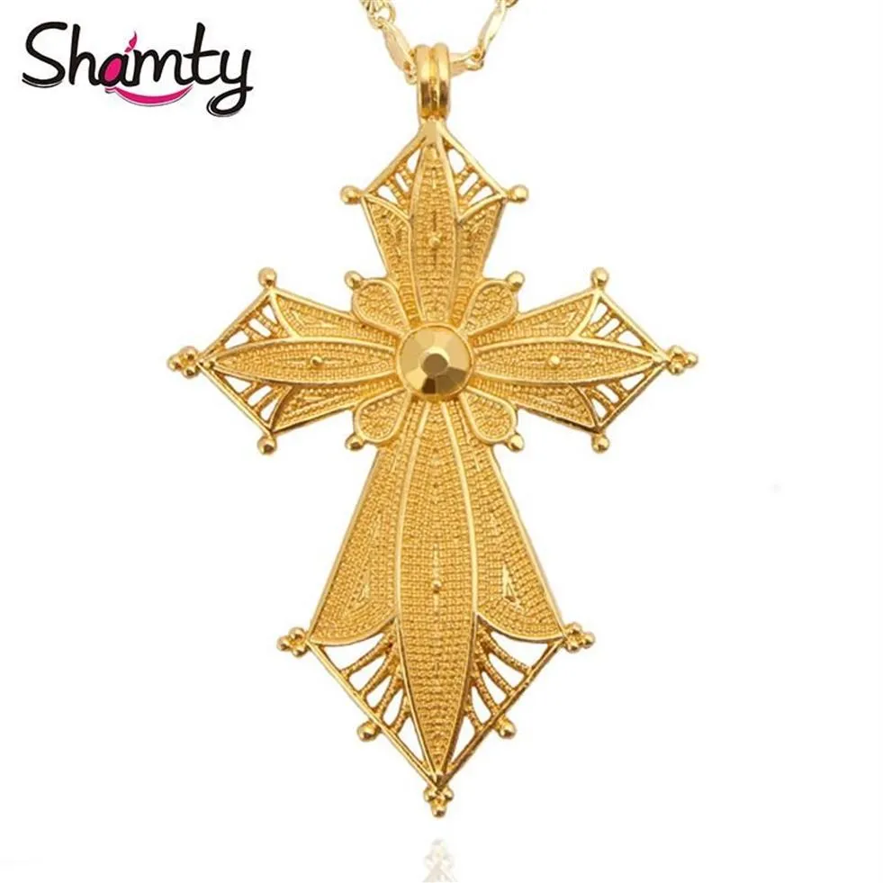 Pendant Necklaces Shamty Habesha Style Ethiopian Necklace No Stone Pure Gold Color African Nigeria Sudan Eritrea Kenya Eretrean Jw272v