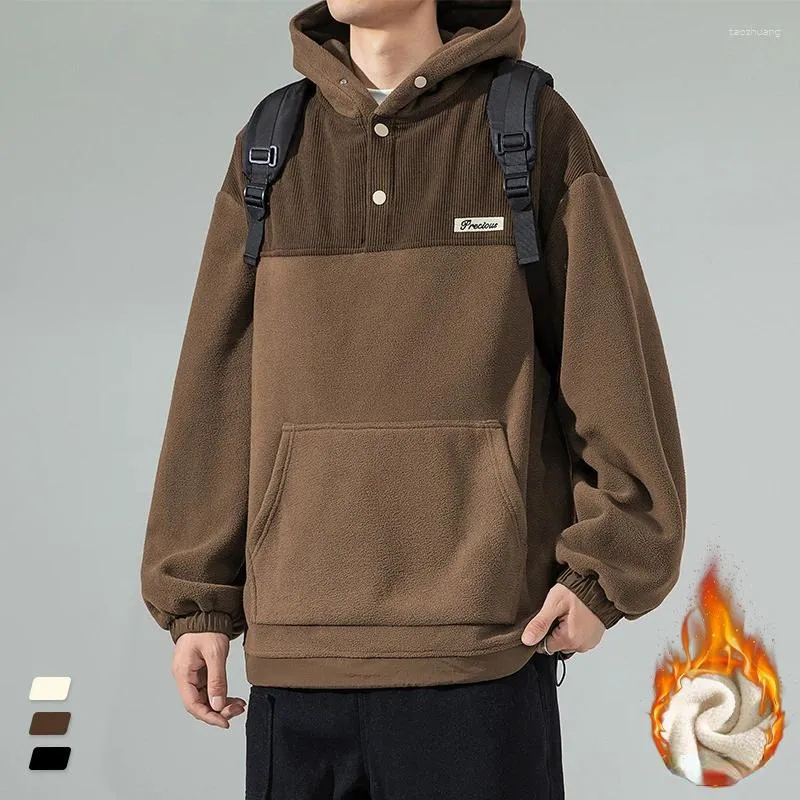 Felpe con cappuccio da uomo 2023 In felpa con cappuccio oversize stile coreano maniche lunghe autunno camicia con cappuccio Felpa in pile moda di strada pullover maschile