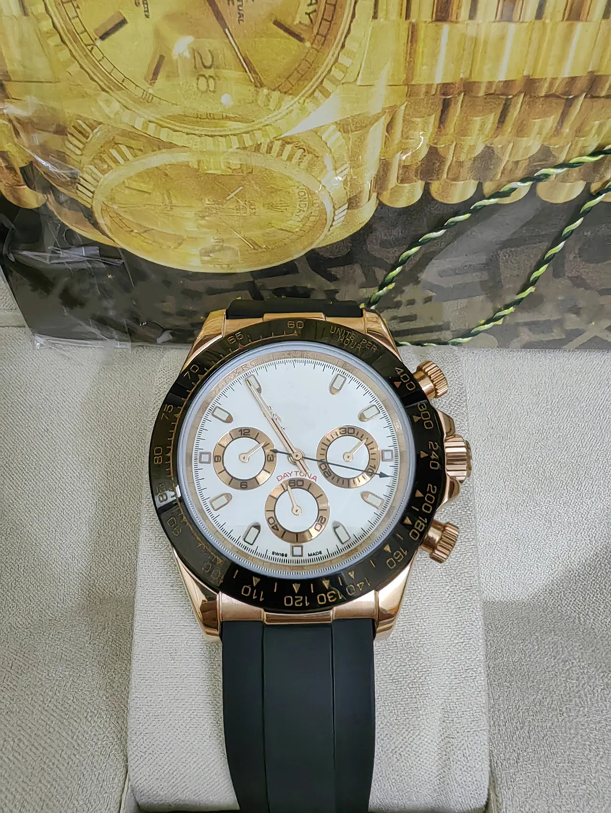 Z pudełkiem Męskie klasyczne zegarki 40 mm Automatyczne zegarek z modelem pudełka mechanicznego zegarek okrągły gumowy pasek na rękę luksusowe zegarki szafirowe