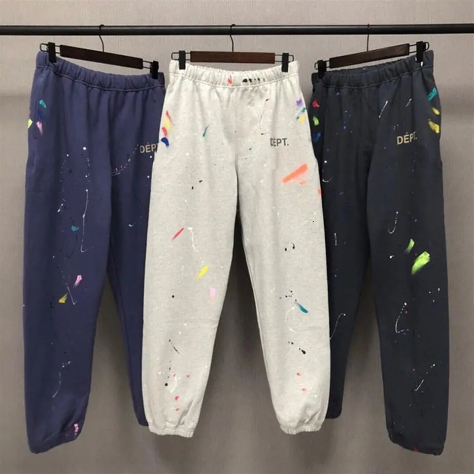 النسخة الصحيحة Gary Dep Splash Paint Pants عرضية سروال رياضي غير رسمي للرجال والنساء في الشارع أزياء الشارع Pant328E