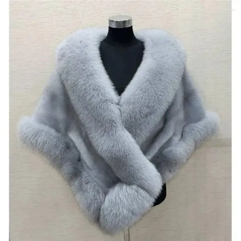 Women's Fur Faux Shawl Winter Style Mink Cloak Coat Plus Dress Women