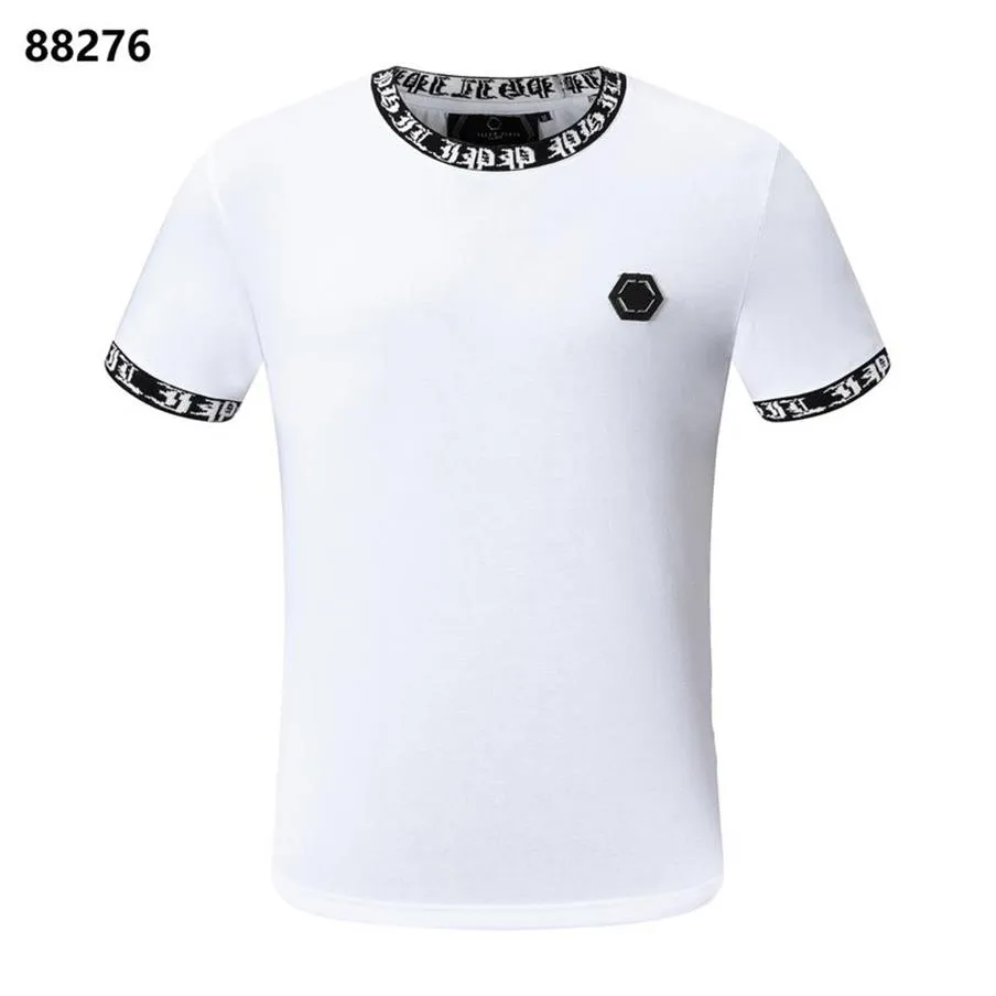 PP moda masculina designer magro tee ajuste casual strass em torno do pescoço crânios impressão topos streetwear colarinho polos m-xxxl p1022284p