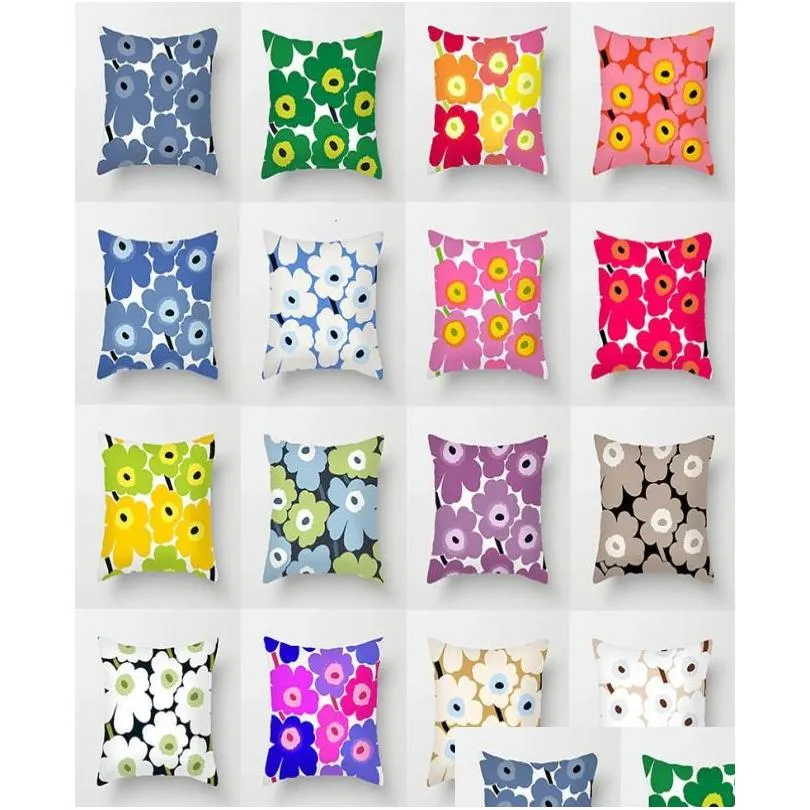 Stol täcker Finland Marimekko Sun Flower Printed Pillow Ins Bedside Soffa Ryggkudde ER3990320 Drop Delivery Home Garden Texti Dhir6