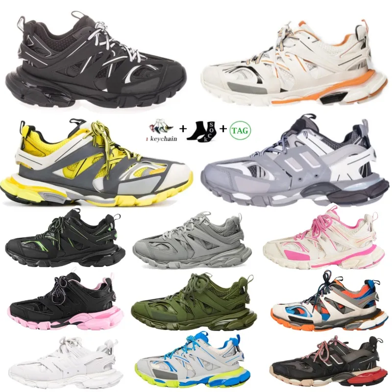 Designers sapatos casuais pista 3.0 tênis mulheres homens treinadores paris triplo branco preto rosa cinza bege laranja azul plataforma faixas 3 18ss esporte sneaker 36-46