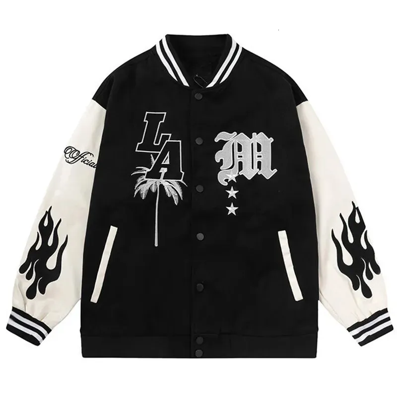 Erkek ceket mektubu nakış beyzbol ceketi y2k alev deri varsity Windinger High Street hip hop vintage ceket giyim 231016