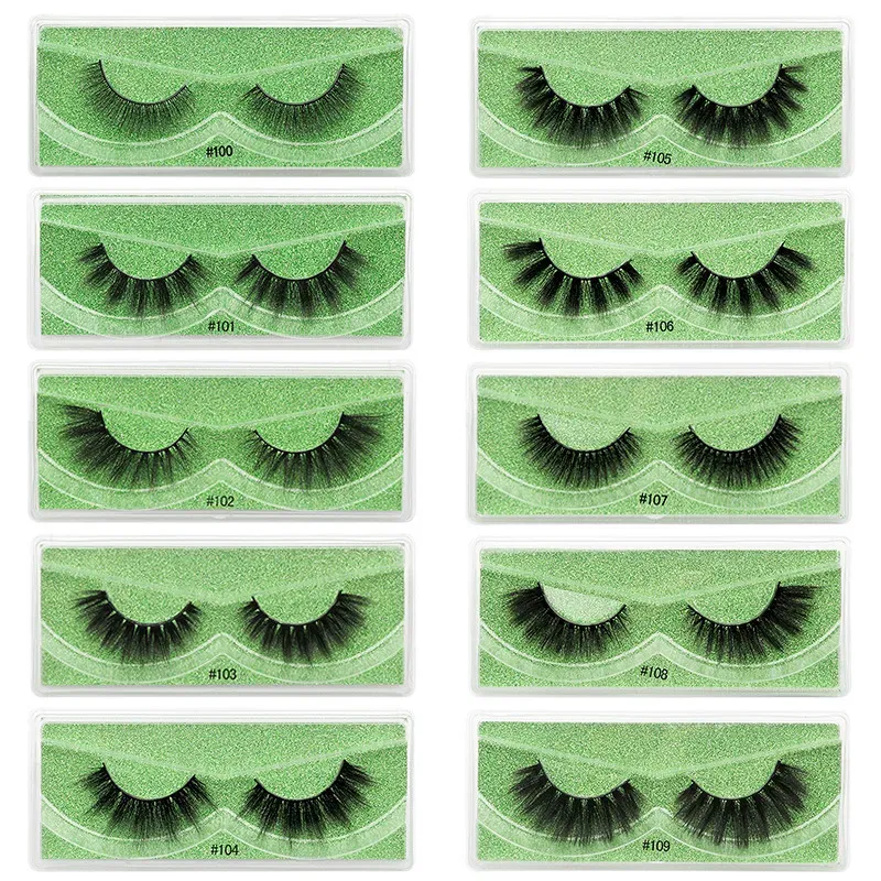 False eyelashes fiber imitation mink hair Lashes natural 3D curling single pair,Packing burgundy, yellow, green, purple, silver