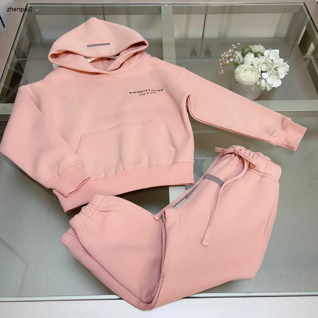 luxury baby autumn Sets kids designer Tracksuits Size 110 160 CM 2pcs Simple solid color hoodie and lace up pants Sep01