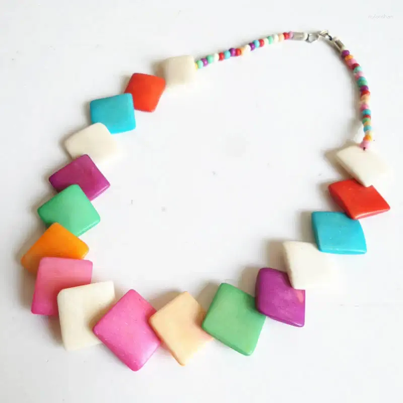 Pendant Necklaces TNL383 Tibetan Colorful Yak Bone Necklace Nepal Vintage Jewel For Summber Beach