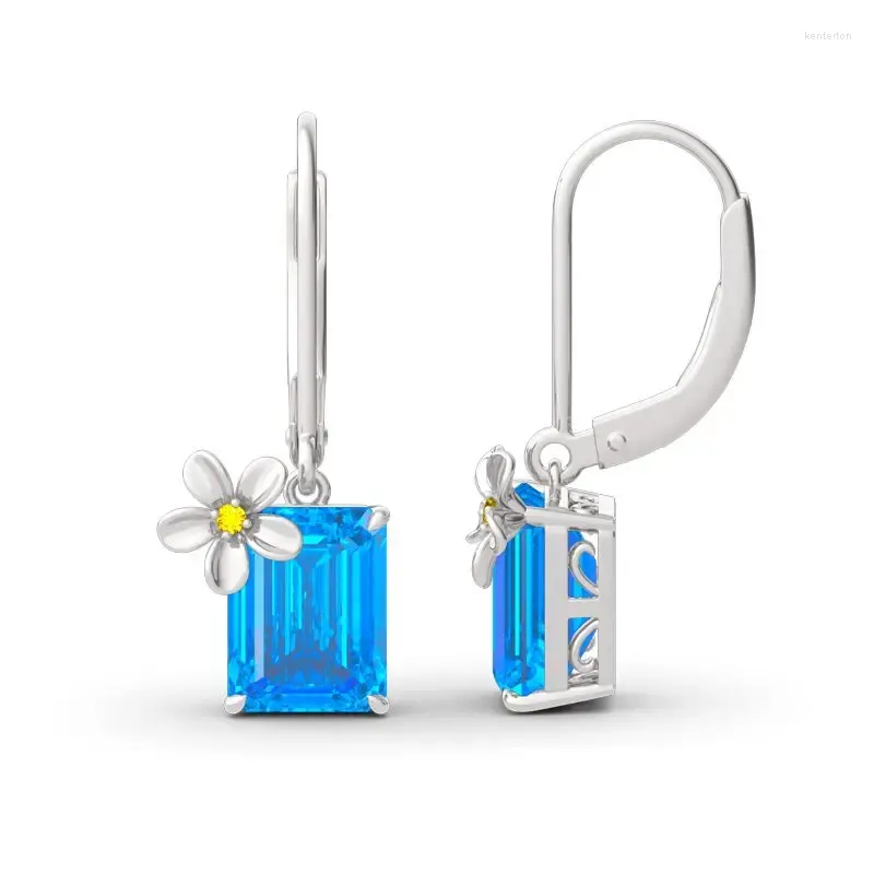 Boucles d'oreilles pendantes WeSparking délicates pour femmes, Design géométrique avec breloque fleur, articles en résine de laiton, bijoux à la mode