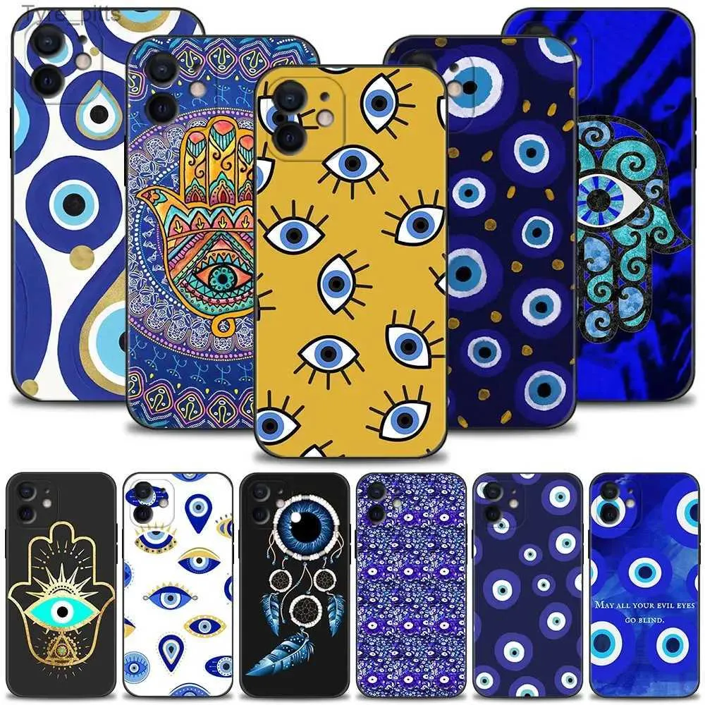 Casos de telefone celular azul nazar boncuu mau olho caso de telefone para apple iphone 15 14 13 12 11 pro max xs max xr x 7 8 plus 13 12 mini capa shelll2310/16