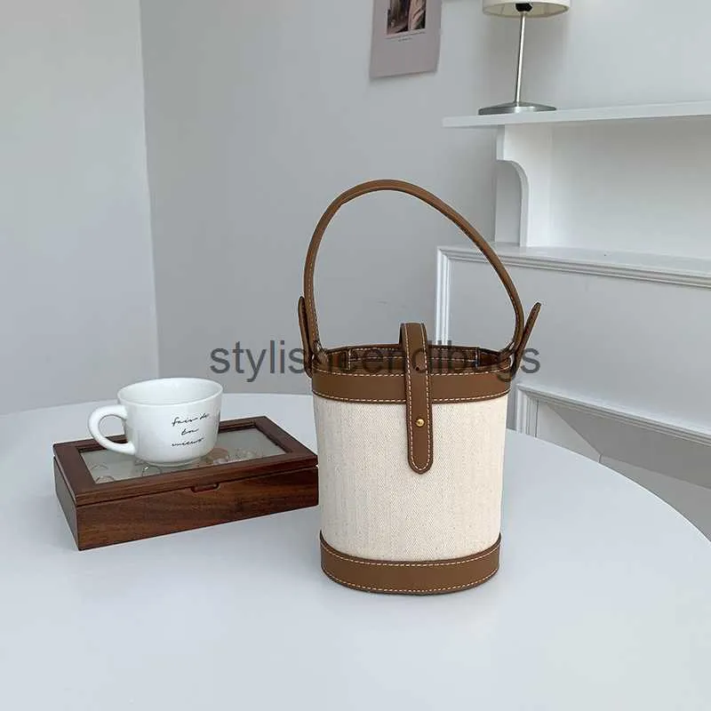 Cross Body Straw Woven Tote Bucket Bag Pu Canvas Crossbody Bag For Handbag High-End Shoulder Bagstylisheendibags