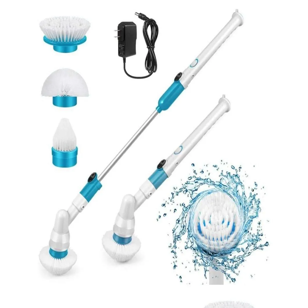 Brosses de nettoyage Épurateur sans fil Spin électrique avec 3 têtes de brosse remplaçables pour mère facilement partie domestique livraison directe maison G Dh1Da