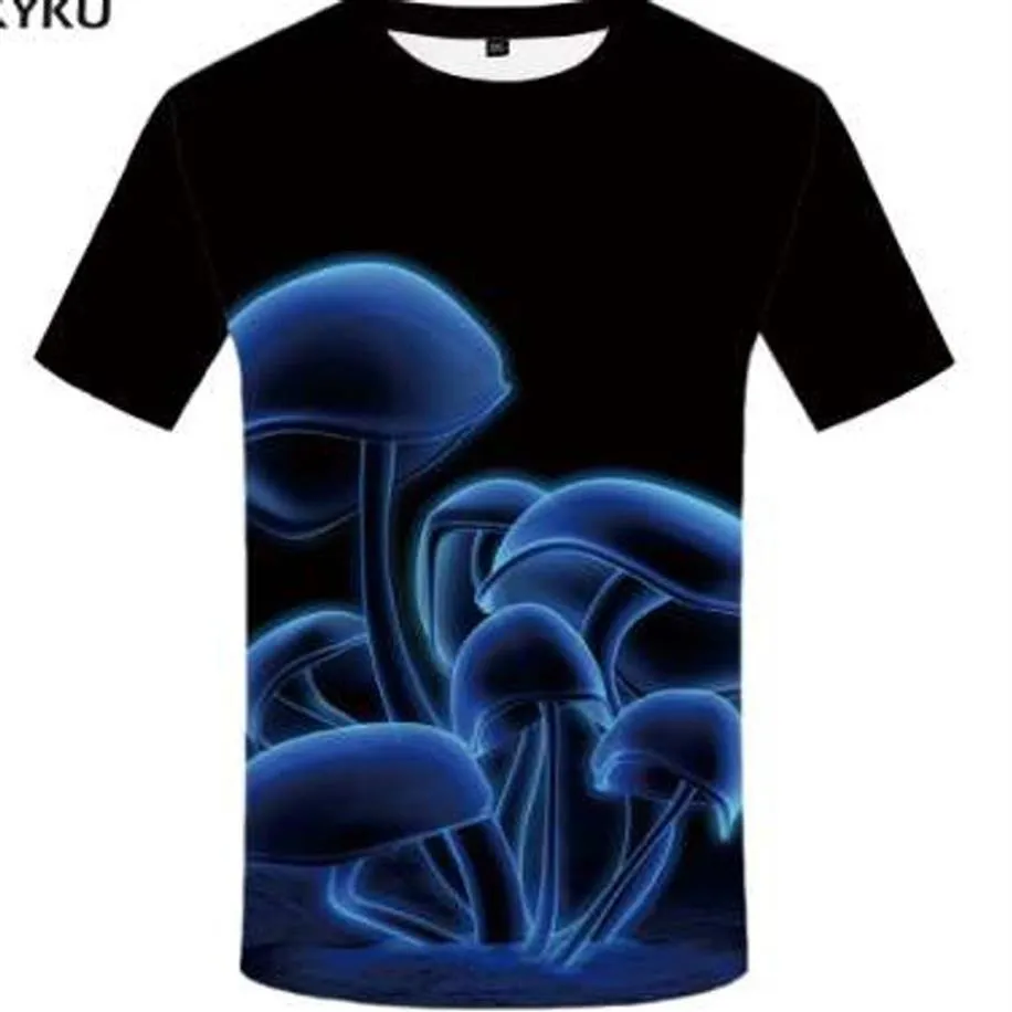 KYKU marque champignon chemise noir vêtements manches courtes drôle t-shirts impression 3d t-shirt hommes 2018 été mode vêtements New194d