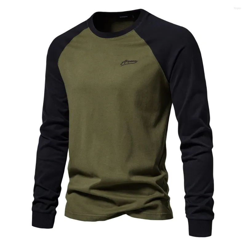 T-shirt da uomo Primavera Autunno T-shirt a maniche lunghe in puro cotone da uomo 2023 O-Collo Traspirante Aria condizionata Outdoor Running Abbigliamento esterno Tees