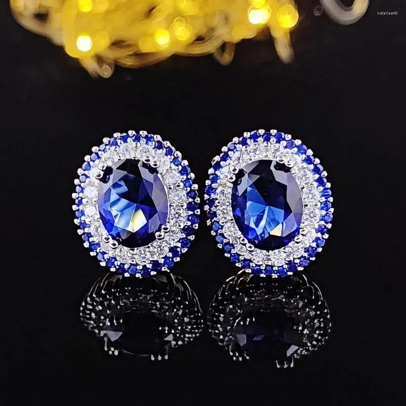 Boucles d'oreilles pendantes ovales de couleur bleue pour femmes, bijoux de luxe, cadeau d'anniversaire, vente en gros, pour la saint-valentin, E5791, 2023