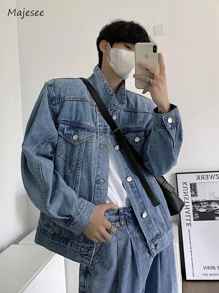 Vestes pour hommes Denim Hommes Chic Vintage Avancé Beau Manches Longues Automne Tout-Match Style Américain Harajuku Mâles Manteaux Streetwear