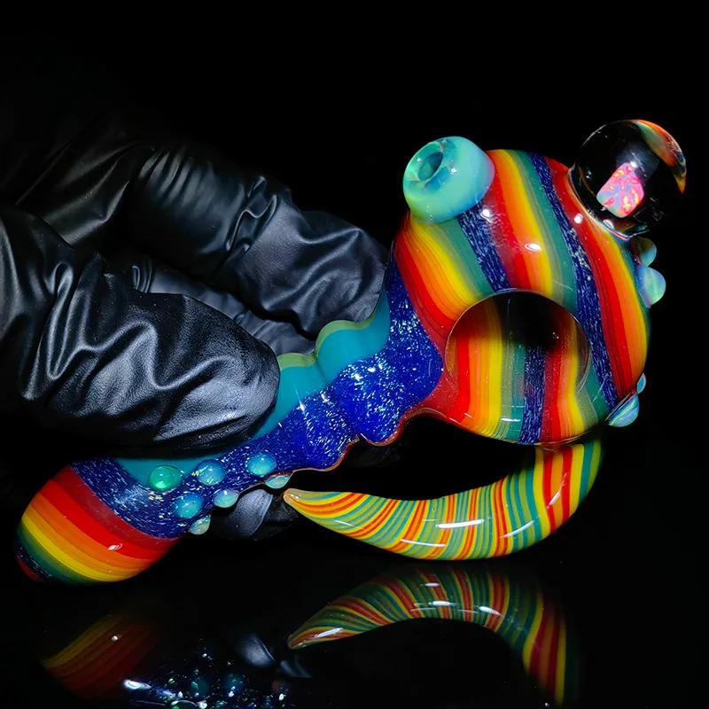 Cuillère à pipe en verre opale écrasée pour fumer des couleurs américaines Pipes à gaz faites à la main à partir de verre Pipes en verre de sucette aux herbes sèches Bubbler soufflé à la main 4,5 pouces Art de la pipe à la main