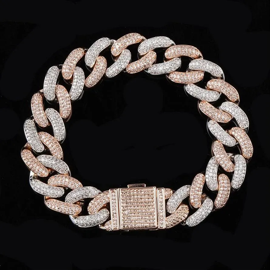Projektant bransoletki bioder biżuteria mrożona kubańska łańcuch linków męskie bransoletki bling diamond tenis love bangle snapt guzik jdlery go332p