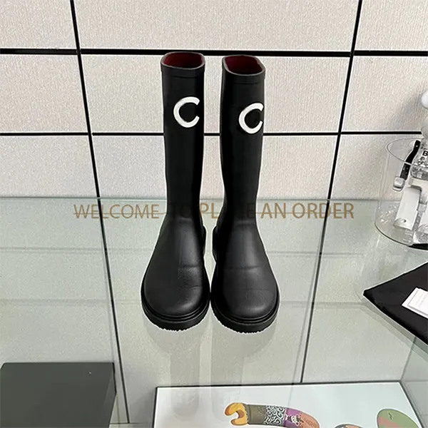 Designer boots brand autumn and winter women`s rain boots men`s candy color rubber waterproof shoes walking casual thick sole boots PUDDLE PVC