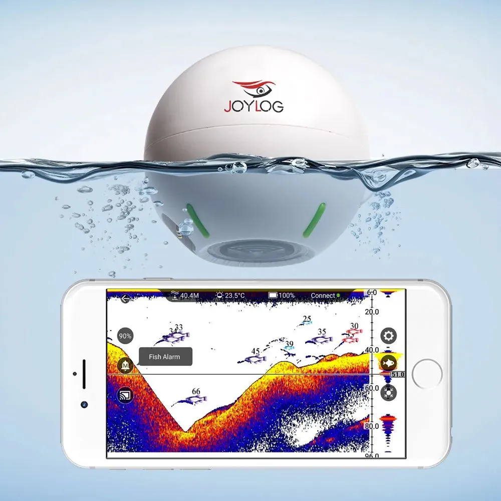 Fish Finder Joylog Smart Sonar Fish Finder laddningsbar trådlös sensor 40m vattendjup Echo Sounder Fishing for Bait Boat Carp Fishing 231016