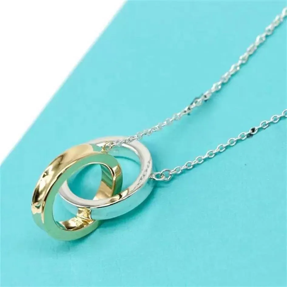 Nouveaux créateurs Collier de luxe Bijoux de luxe léger de haute qualité Double anneau pendentif colliers chaîne de clavicule pour femmes Jewelry258z
