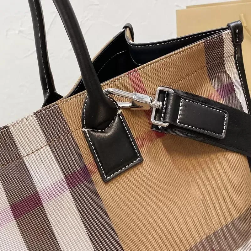 Large Capacity Shopping Bag Tote Bags Handbag Crossbody Purse Shoulder Fashion Letter Plaid Tartan Removable Shoulder Strap Genuine Leather