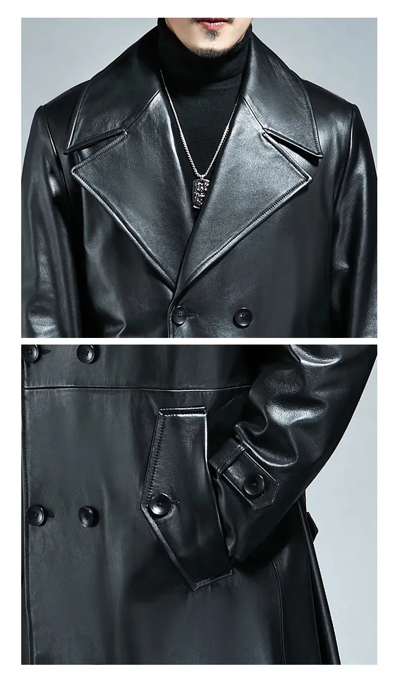 Veste Cuir Homme Hiver Chaud Grande Taille - Trench Coat Vintage Long Gothique Avec Capuche, Manteau Blouson Parka Coupe-Vent