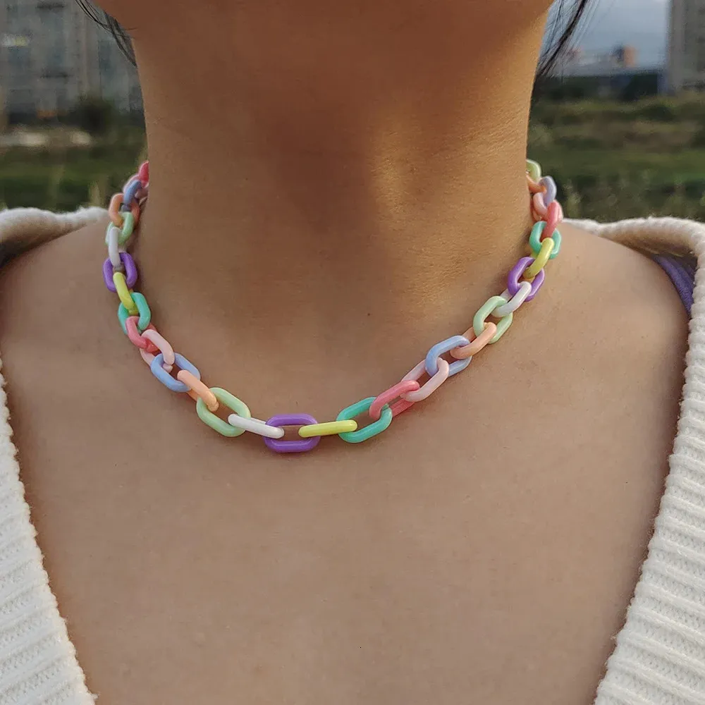 Chokers ZX Candy Renk Geometrik Reçine Zinciri Deyrü