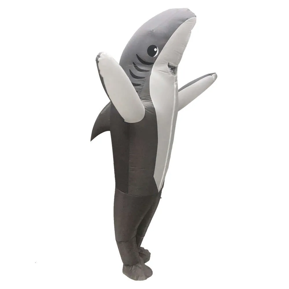 Cosplay New Grey Shark Iatable Anime Cosplay Costplay Costume Halloween Party Fancy Dress for Adult Unisex Woman Man Plack