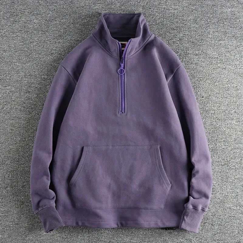 Men's Hoodies 2023 Autumn Winter Basic Hoodie The Hood Half Open Stand Collar High Quality Fashion Washed Casual Sportswear