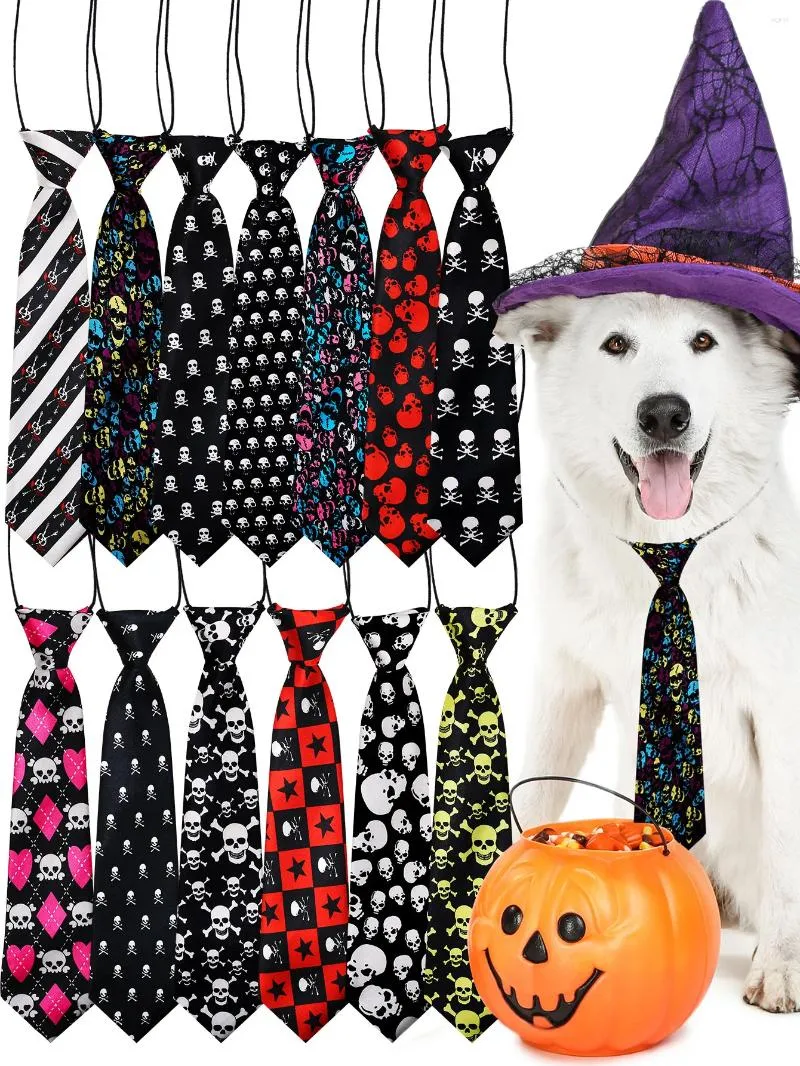 Dog Apparel 50PCS Halloween Large Neckties Elastic Band Adjustable Big Necktie Bowties For Dogs Grooming Accessories Pet Supplies